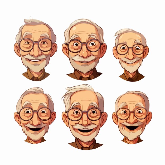 Vector flat design of a grandfather face portrait