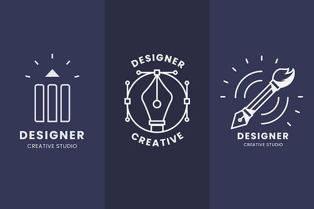 Flat design graphic designer logo set