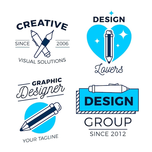 Insieme di logo di design piatto graphic designer