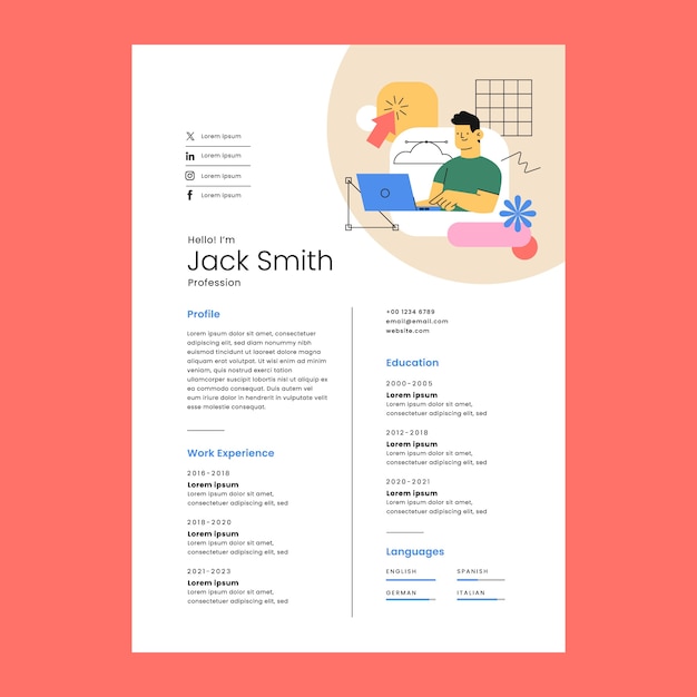 Flat design graphic designer resume