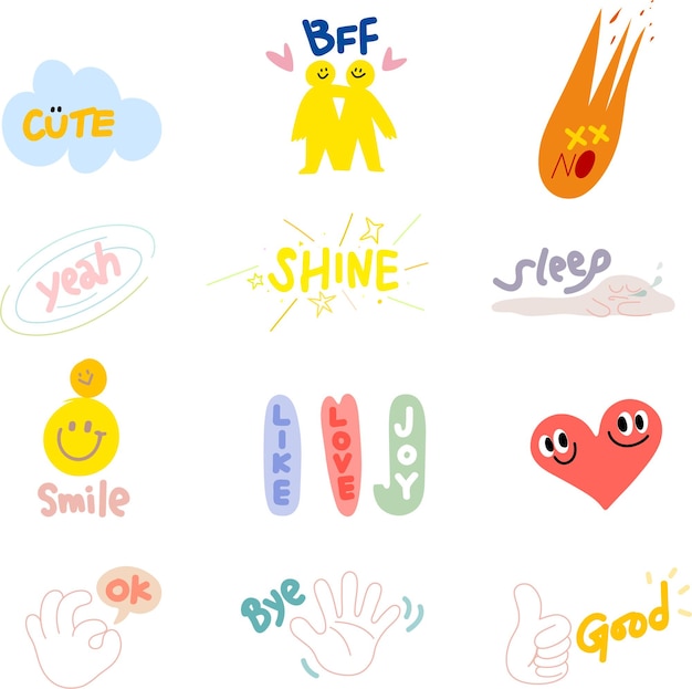 flat design great job stickers pack