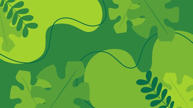 Vector flat design of green leaves background