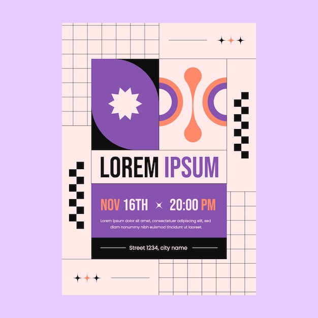 Flat design grid poster template