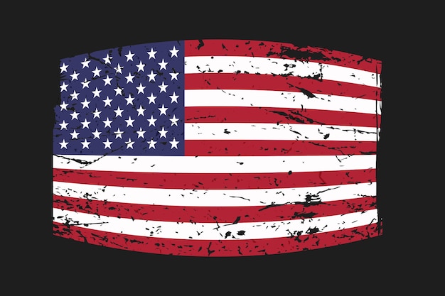 Flat design grunge american flag