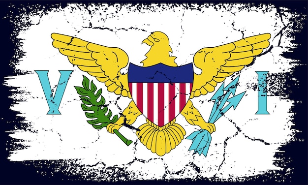 Vettore design piatto grunge sfondo bandiera delle isole vergini americane