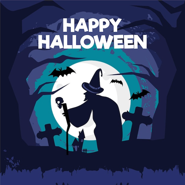 Flat design grunge halloween background