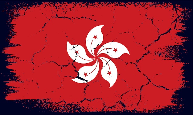 Vector flat design grunge hong kong flag background