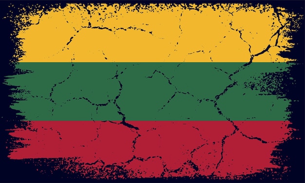 Flat Design Grunge Lithuania Flag Background