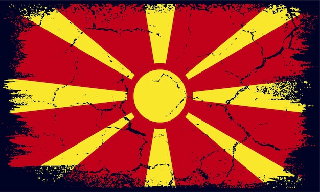 Vettore sfondo di bandiera macedonia design piatto grunge
