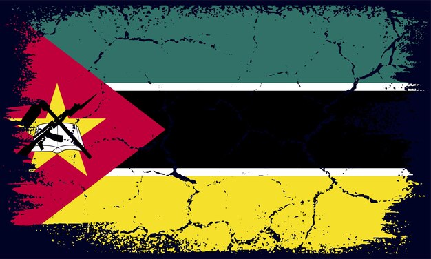 Flat Design Grunge Mozambique Flag Background