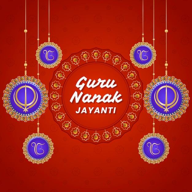 Flat design guru nanak jayanti