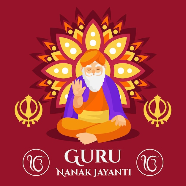 Vector flat design guru nanak jayanti