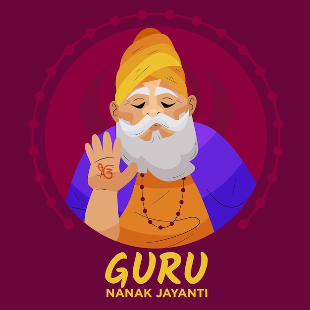 Flat design guru nanak jayanti