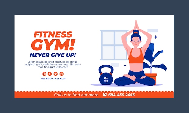 Flat design gym facebook ad template