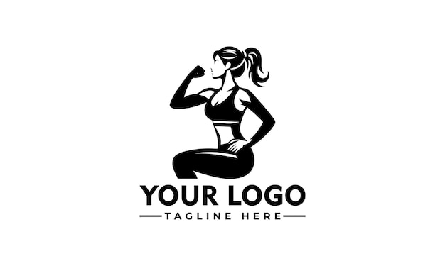 Vector flat design gym lady vector fitness woman silhouette logo trendy and motivational fitness branding