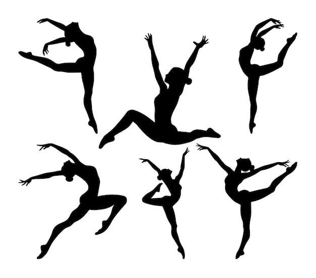 Vector flat design gymnast silhouette illustration