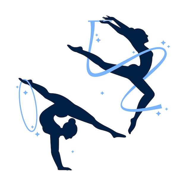 Vector flat design gymnast silhouette illustration