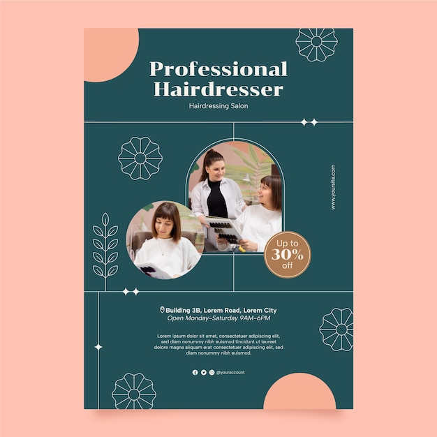 Vector flat design hairdresser template