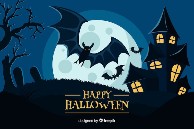 Flat design of halloween background