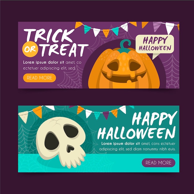 Flat design halloween banners template