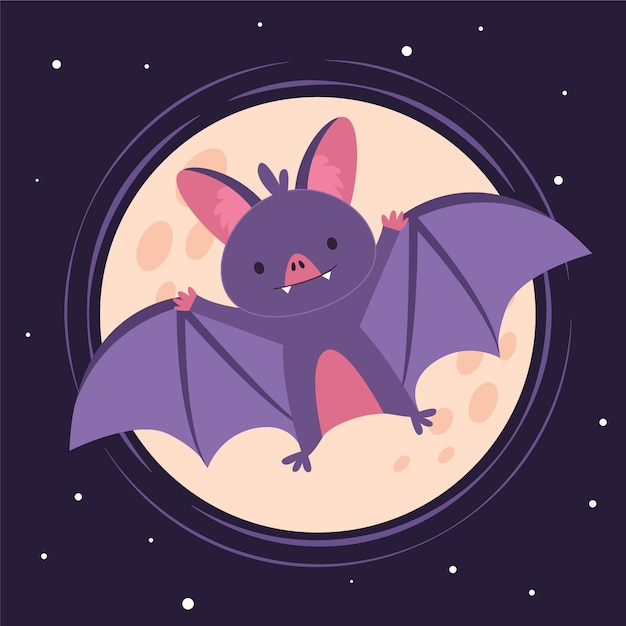 Pipistrello di halloween design piatto