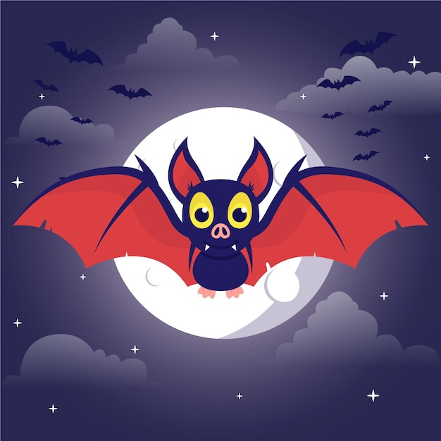 Vettore pipistrello di halloween design piatto