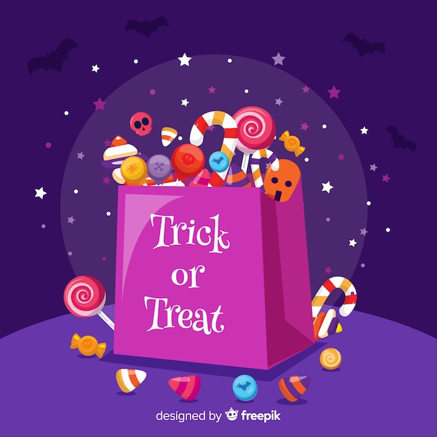 Flat design halloween candy bag