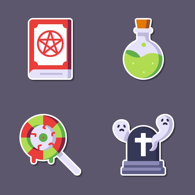 Flat design halloween element vector stickers