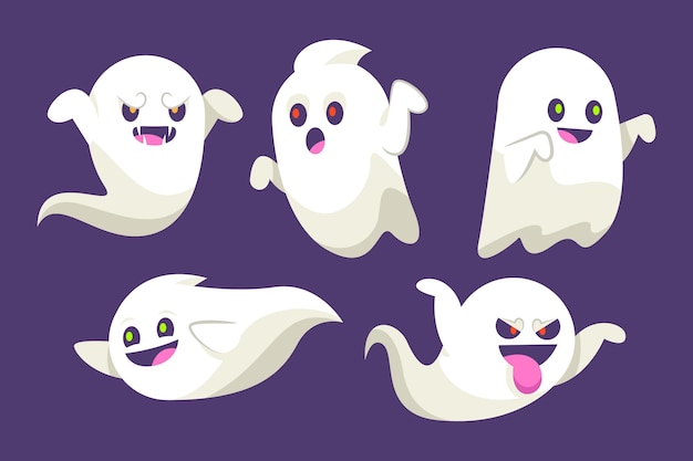 Flat design halloween ghost collection