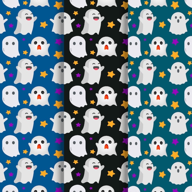 Flat design Halloween Ghost pattern pack