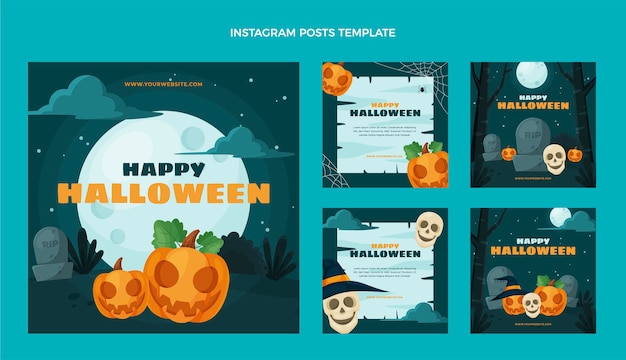 Vettore design piatto halloween ig post