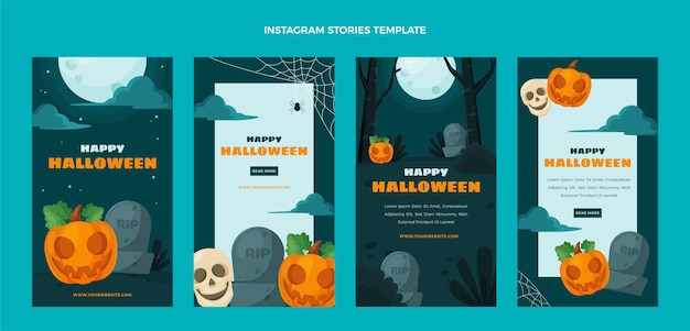 Storie di halloween ig design piatto