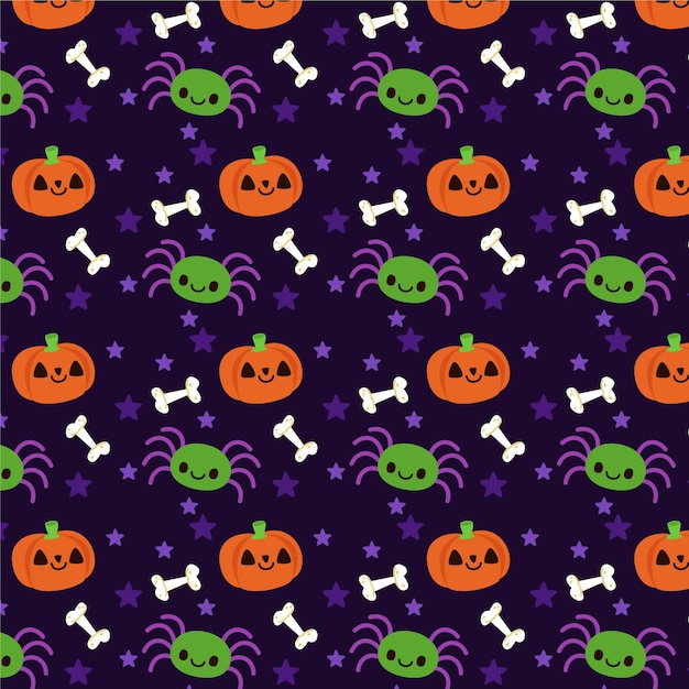 Vector flat design halloween pattern