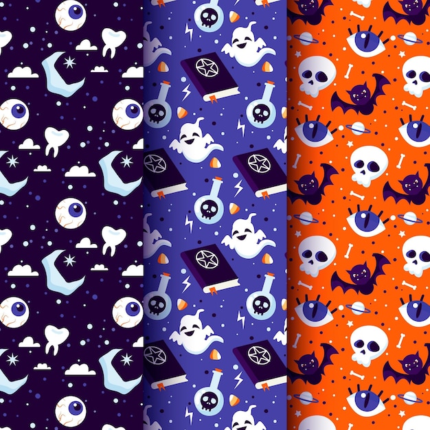 Flat design halloween patterns