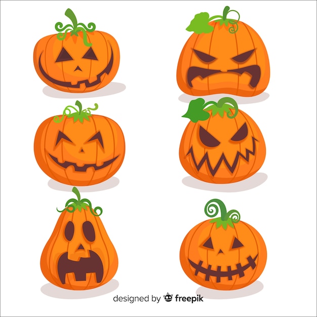 Flat design of halloween pumpkin collection