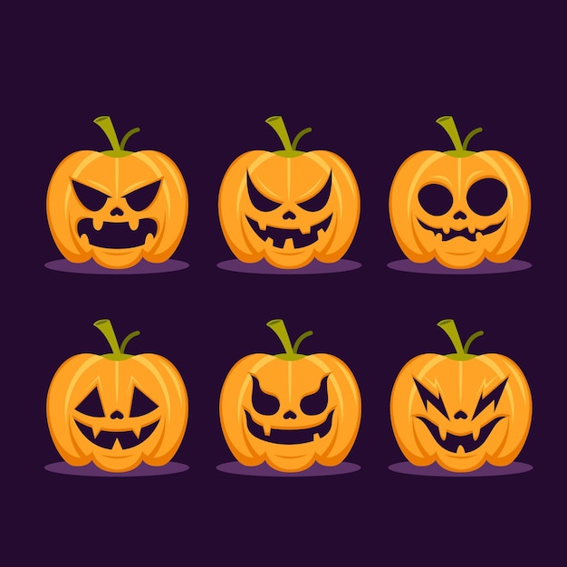 Flat design halloween pumpkin collection