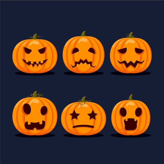 Flat design halloween pumpkin collection