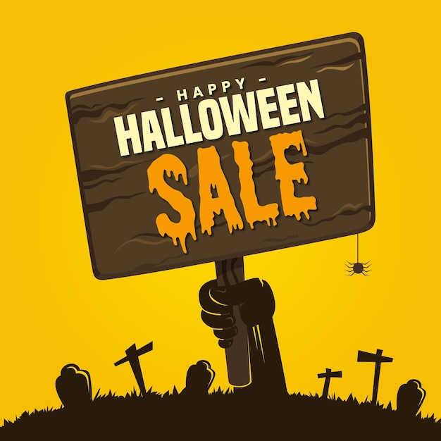 Vector flat design halloween sale concept