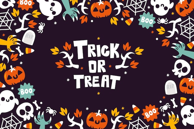 Vector flat design halloween wallpaper concept