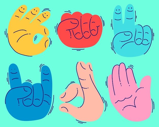 Vector flat design hand gestures collection