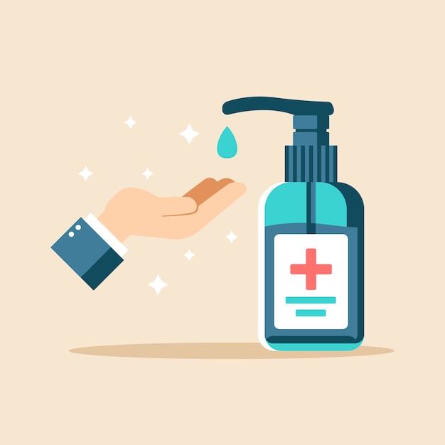 Vector flat design hand sanitizer illustration