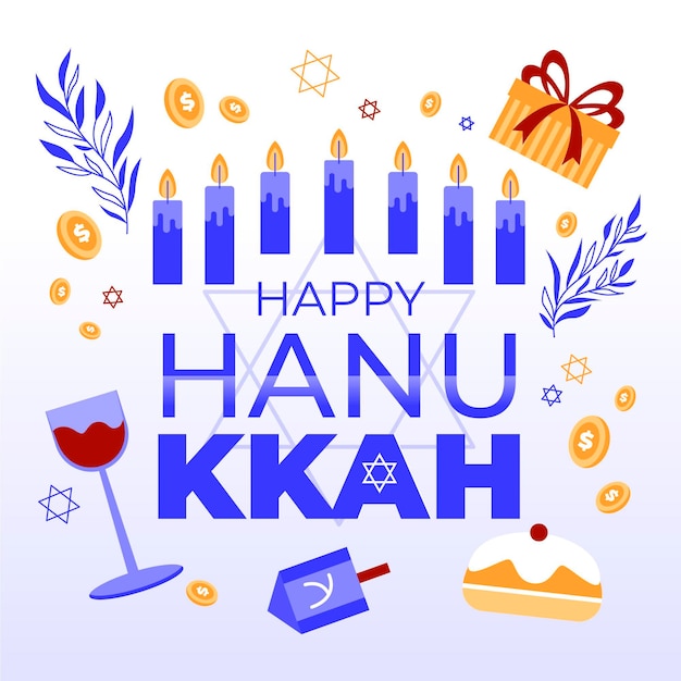 Vector flat design hanukkah concept