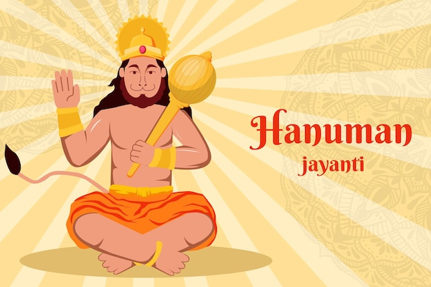 Vector flat design hanuman jayanti background illustration