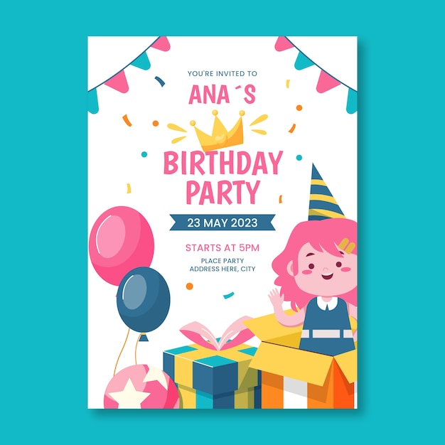 Vector flat design happy birthday poster design