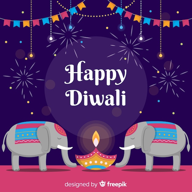 Flat design happy diwali background