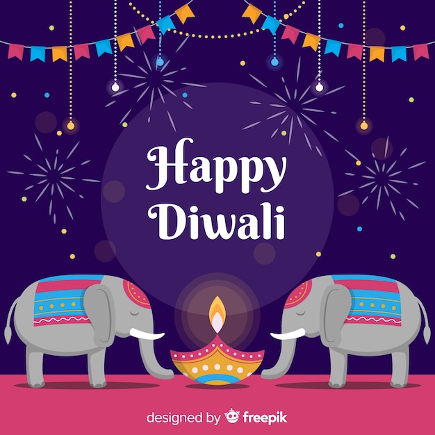 Vector flat design happy diwali background