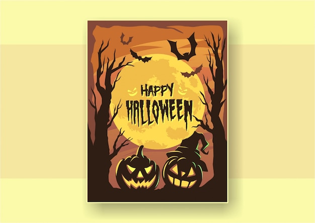 Flat design happy halloween poster