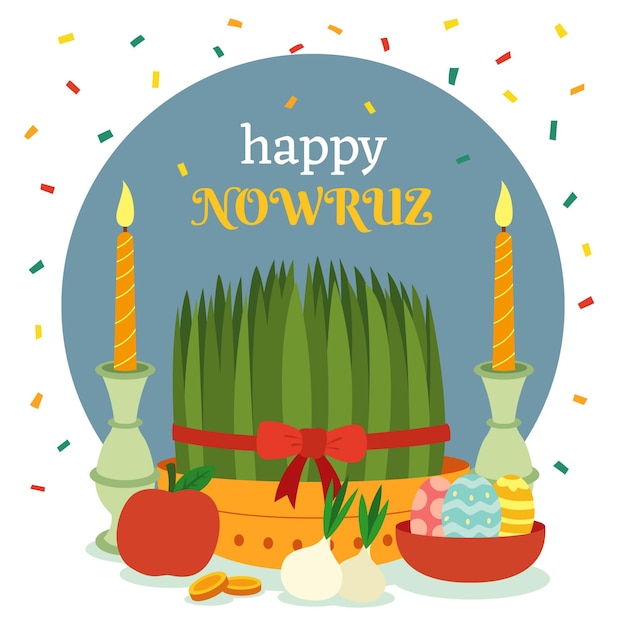 Vector flat design happy nowruz items