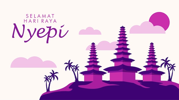 Flat design happy nyepi banner template