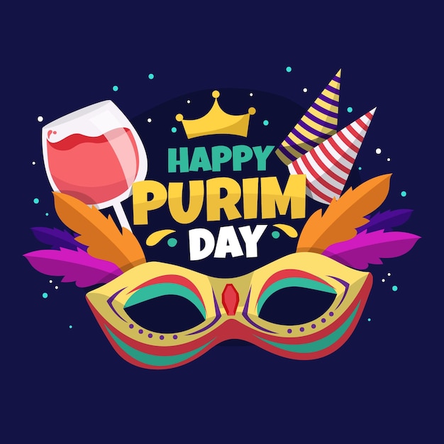 Flat design happy purim day